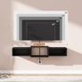 Floating TV Stand Wall Mounted,Wood TV Cabinet Media Console Shelf,Floating TV Unit for Under TV Storage for Living Room Bedroom Office,Black Image 3
