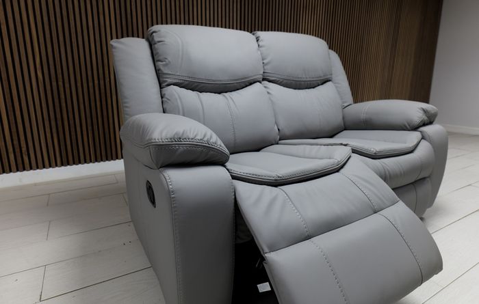 Valerie Light Grey & Dark Grey Leather Recliner Sofa Set