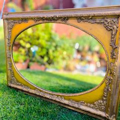vintage antique gold frame mirror. Old elegant mirror. Solid wood.Very good condition
