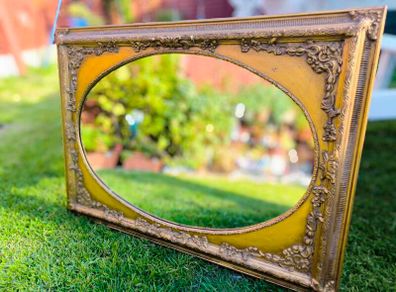 vintage antique gold frame mirror. Old elegant mirror. Solid wood.Very good condition