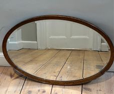 Vintage Oak Oval Mirror