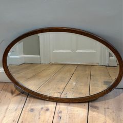 Vintage Oak Oval Mirror