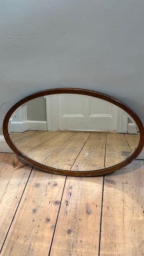 Vintage Oak Oval Mirror
