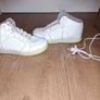 White leather Skechers high tops, size 1.5, vgc Image 6