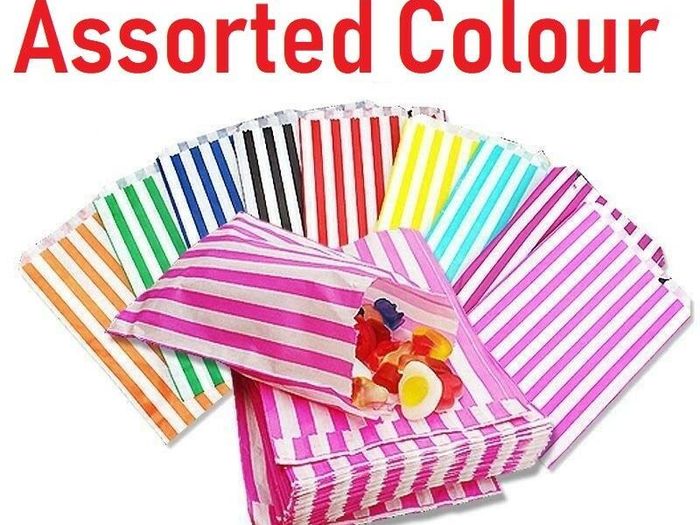lot of 600 pcs candy gift bags any color stripe sweet bagsot of 600 ideal for candy weddings parties candy cart shop small retails gift SIZE 5x7 inches