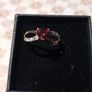 10ct gold ring  with  Natural Gem Stone garnet and diamonds Image 2