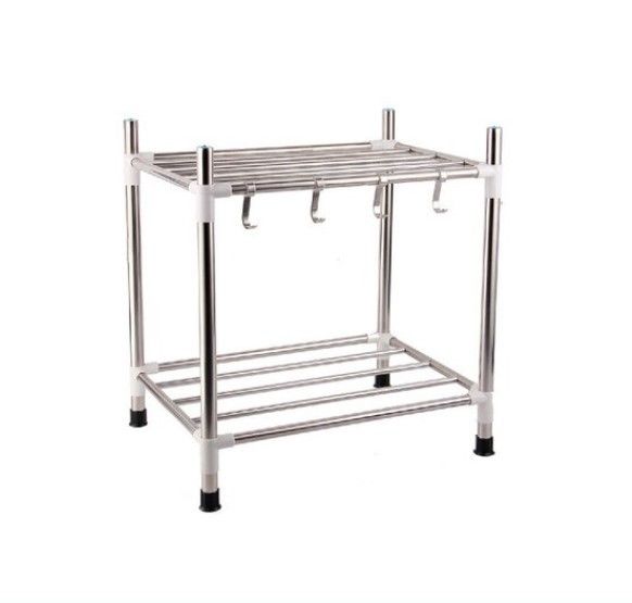 2 Floors heightend kitchen storage and organization Stainless steel dish drainer Multi-layer Kitchen shelf Pan organizer Floor-standing Rack