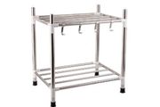2 Floors heightend kitchen storage and organization Stainless steel dish drainer Multi-layer Kitchen shelf Pan organizer Floor-standing Rack