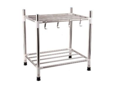 2 Floors heightend kitchen storage and organization Stainless steel dish drainer Multi-layer Kitchen shelf Pan organizer Floor-standing Rack