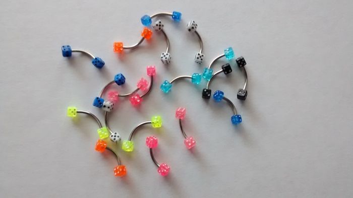 Dice Barbell Eyebrow Bars - 2 for 1 Euro