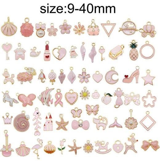 20 Pack Pink Enamel Paint Metal Charms Bulk Handmade Earrings Bracelets Necklaces Pendants Findings DIY Arts Projects Jewellery Making (FREE POSTAGE)