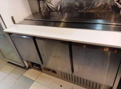 Commercial 3-door salad prep fridge