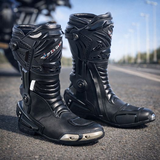 Genuine Leather Motorcycle Riding Boots Heavy Duty Ankle Protection Touring & Racing Boots