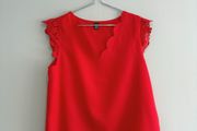 Pre Owned Vibrant Red Scallop Neck Blouse