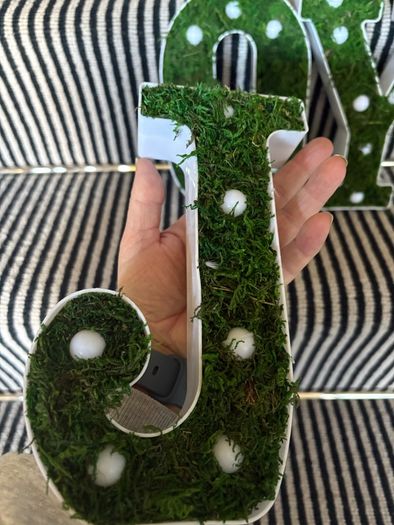 New bespoke 21.5cm high pre lit JOY sign with faux moss