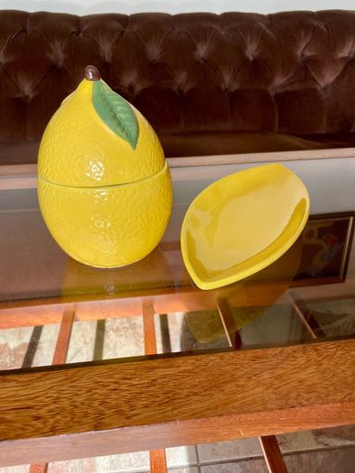 Y2K Martha Stewart Ceramic Lemon Storage Jar and Rare Vintage Macys Italian Serving Plate