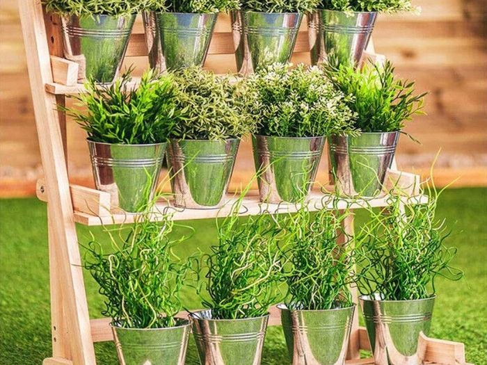 Pack of 12 Galvanised Iron Metal Flower Pots in Weather Resistant Metal for Indoor or Outdoor Use, Ideal for Plants, Herb Collection, Flowers and Shrubs