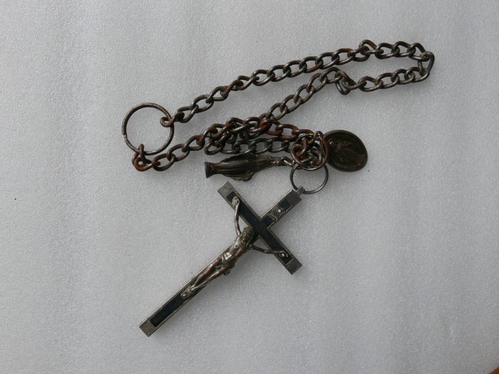 Antique Nun's Crucifix and Devotional Medals