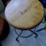 antique industrial stool wood seat metal legs strong sturdy Image 3