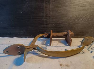Large Victorian Brass Thumb Latch Lock and Door Furniture