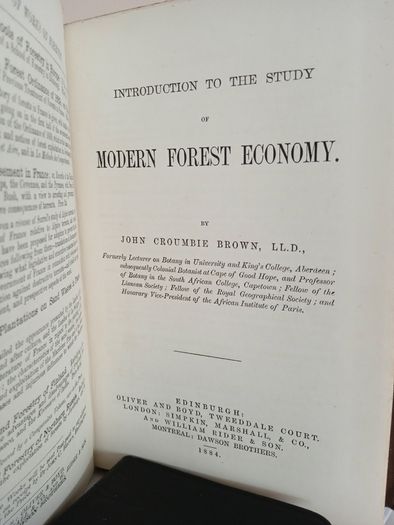Introduction to the Study of Modern Forest Economy by John Croumbie Brown (GT904)