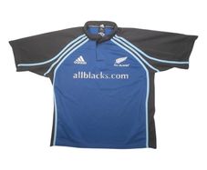 Vintage (XL) New Zealand Rugby 2003 Jersey Shirt adidas Steinlager Blue Grey All Blacks Kiwi World Cup Small Retro