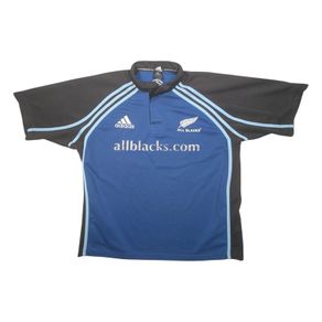 Vintage (XL) New Zealand Rugby 2003 Jersey Shirt adidas Steinlager Blue Grey All Blacks Kiwi World Cup Small Retro