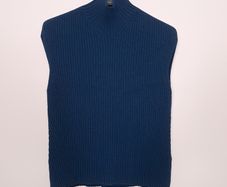 Jigsaw Navy Blue Ribbed Knit Vest Sleeveless Top Size S
