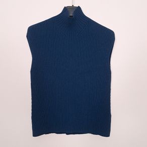 Jigsaw Navy Blue Ribbed Knit Vest Sleeveless Top Size S