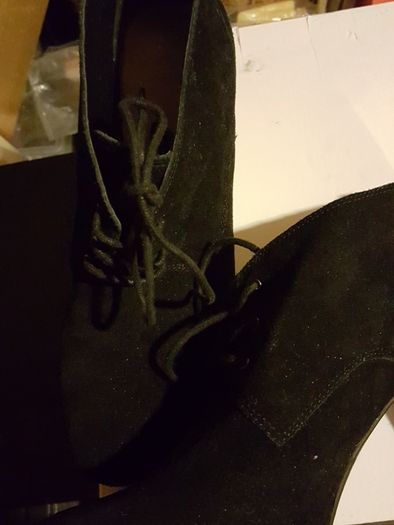 As new black suade ankle boots
