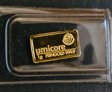 Gold Bar 1 Gram 999.9 Umicore