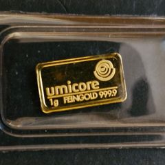 Gold Bar 1 Gram 999.9 Umicore