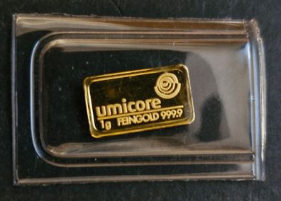 Gold Bar 1 Gram 999.9 Umicore