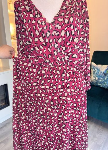 Burgundy & Cream Midi Dress from Pala D'oro Size L-XL / UK 14-16 / EU 42-44
