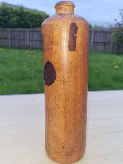Antique stoneware bottle for Dutch gin (jenever)