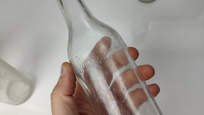 329 - Set of 5 Vintage Clear Glass Collectible Decorative Mineral Water Bottles