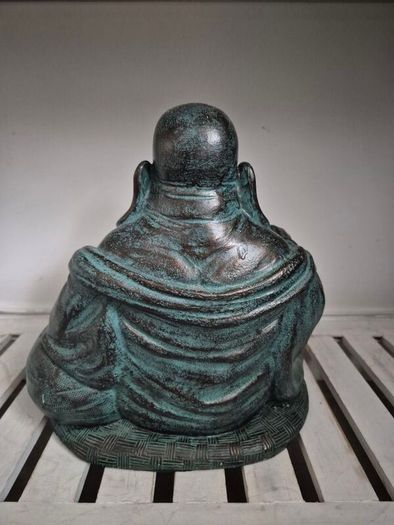 Large Laughing Buddha Statue Bronze Effect