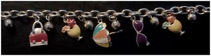 Ladies "glamour Holiday Time Accessories Theme"  Shiny Enamel Charm Bracelet.