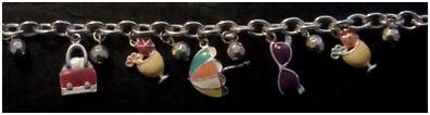 Ladies "glamour Holiday Time Accessories Theme"  Shiny Enamel Charm Bracelet.
