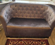 Olive Green Velvet Loveseat / Compact 2 Seater Sofa