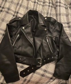 Brand new black leather jacket, size 10