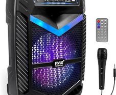 Portable PA Speaker, Bluetooth- Loudspeakers, 600W Rechargeable w/ 10 Subwoofer 1 Tweeter, Pa System w/Wireless Microphone, Dj Speakers, w/Recording Function/Mic Input/Lights/USB/SD/Radio