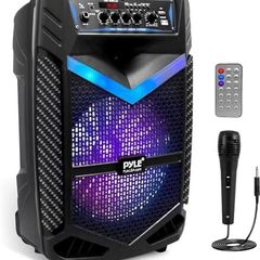 Portable PA Speaker, Bluetooth- Loudspeakers, 600W Rechargeable w/ 10 Subwoofer 1 Tweeter, Pa System w/Wireless Microphone, Dj Speakers, w/Recording Function/Mic Input/Lights/USB/SD/Radio
