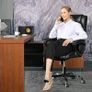 Executive Office Chair, High Back Ergonomic Chairs with Padded Cushion, Heavy Duty PU Leather Chairs Height Adjustable and Soft Armrest Reinforced Comfortable Business Work Desk Chair - Black Image 2