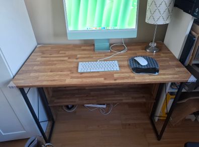 AS NEW! Alphason Rhodes Desk - Walnut effect with grey steel frame