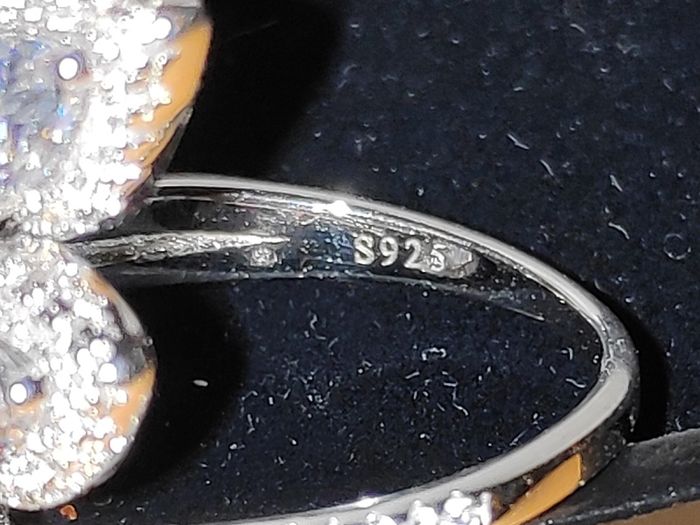 925 Sterling silver triple pear halo wrap CZ ring