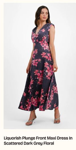 Liquorish plunge front maxi dress