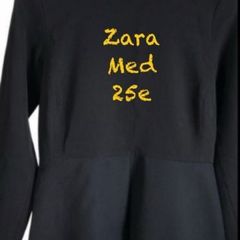 top zara long sleeve round neck suit fabric top with peplum