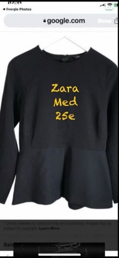 top zara long sleeve round neck suit fabric top with peplum