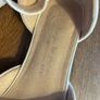 White satin occasion shoe with ankle strap and low heal Image 3
